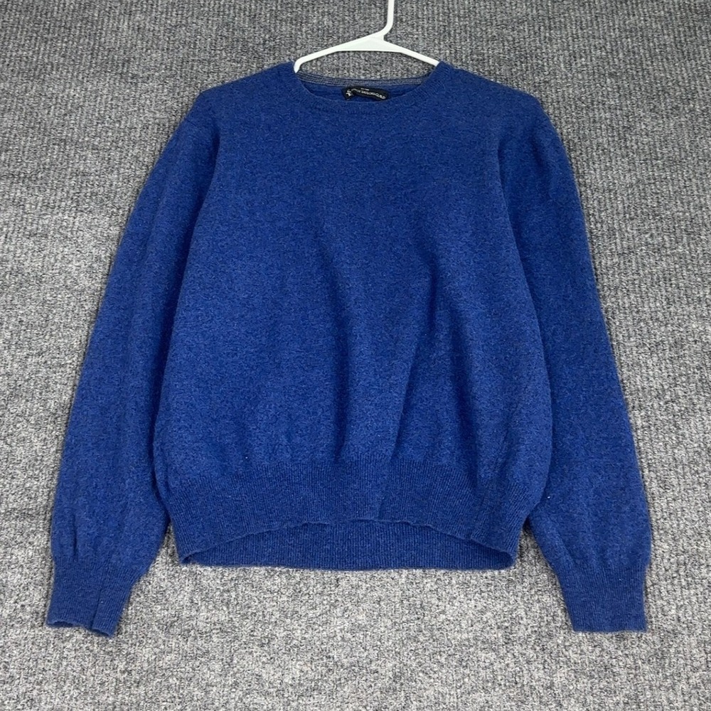 Savoy Taylors Guild Sweater Mens M‎ Blue Lambswool Crewneck Pullover Knit Warm